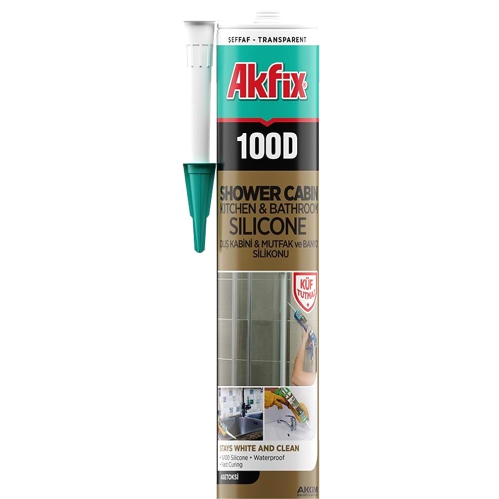 AKFİX 100D DUŞAKABİN SİLİKON ŞEFFAF 280ML (24)